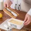 Ceramic butter box with knife