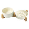 Tilted ceramic pet feeding bowl