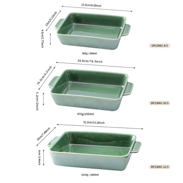 Ceramic baking dishes with integrated handles