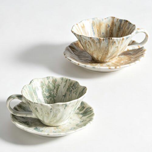 Reactive glaze coffee cup and saucer for wholesale ceramic tableware