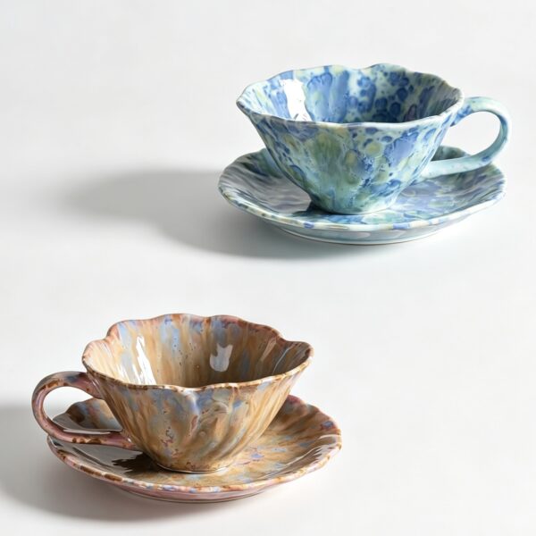 Ceramic coffee cup and saucer for wholesale and private label supply