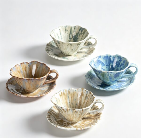 Wholesale reactive glaze ceramic coffee cup with distinctive glazed finish