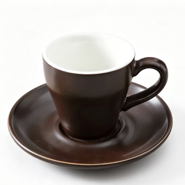 Side view of compact 90cc ceramic coffee cup
