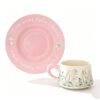 Custom decorated ceramic cup and saucer for cafés and coffee brands