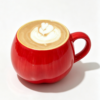 Apple shaped coffee cup with fabric bag-style handle