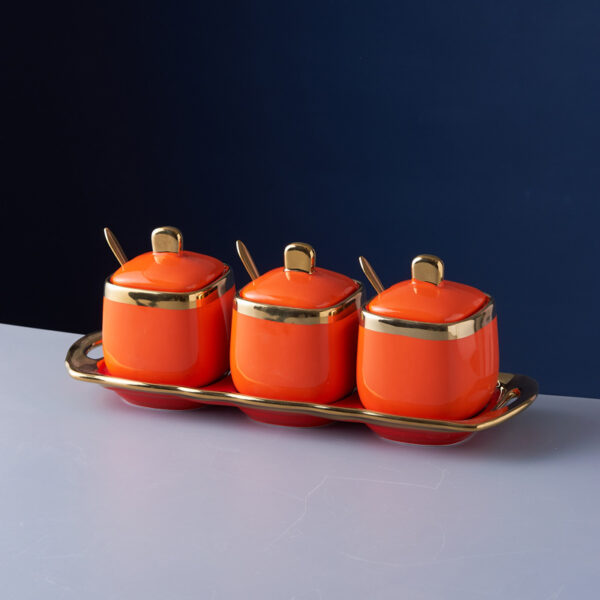 Ceramic seasoning jar set for wholesale kitchen storage