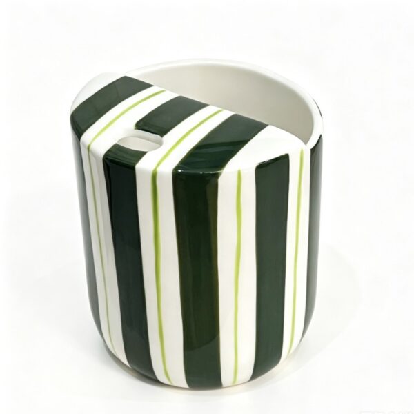 Ceramic iced coffee cup with straw for cold beverages